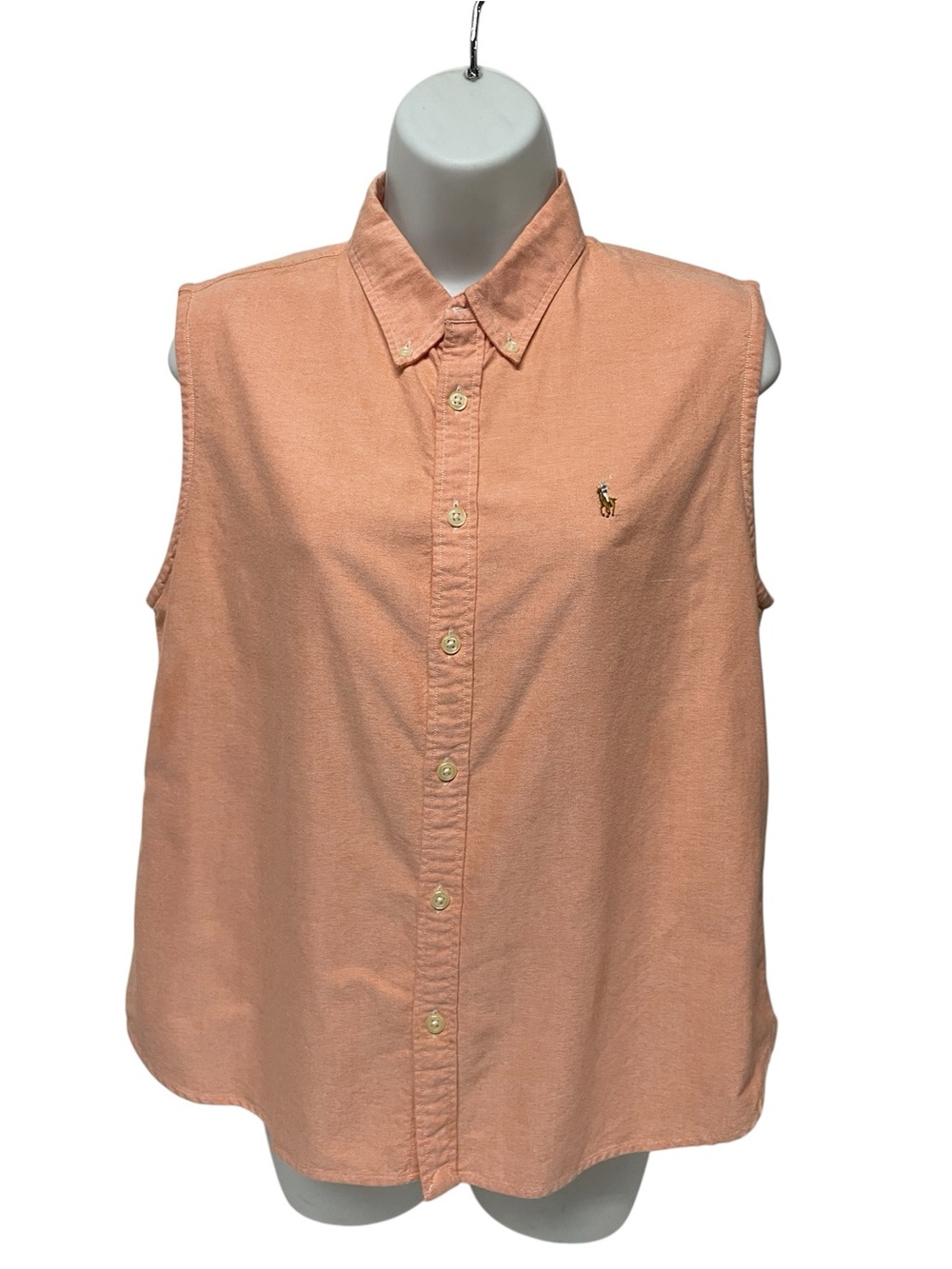 Ralph Lauren Peach Sleeveless Button-Down Shirt